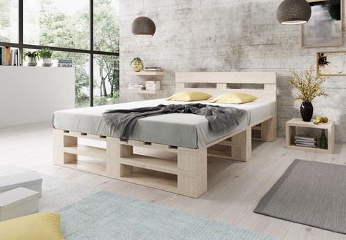 Palettenbett aus holz - holz, holzbett