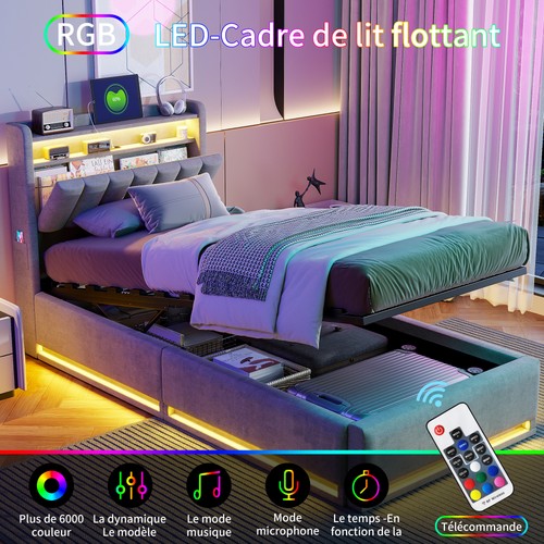 Boxspringbett 90x200 mit led - mit,