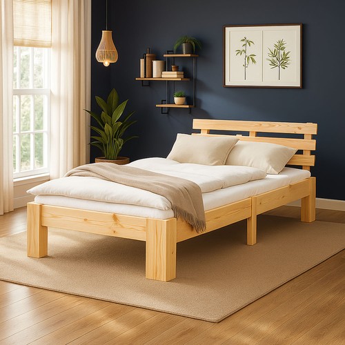 Einzelbett 90x200 holz natur - einzelbett,