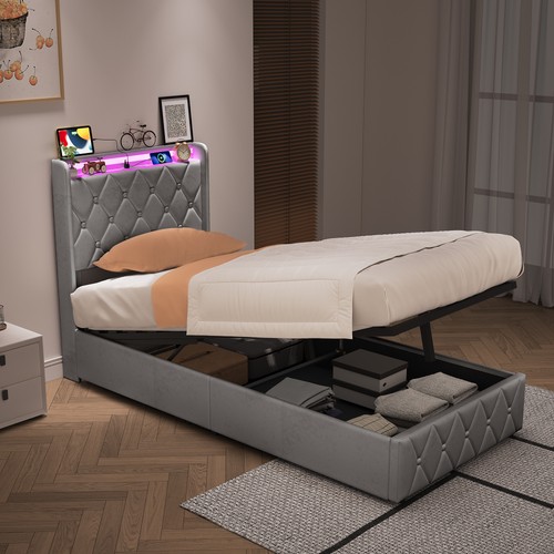 Polsterbett 90x200 mit led - 90x200,