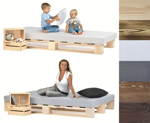 Palettenbett aus holz - palettenbett,